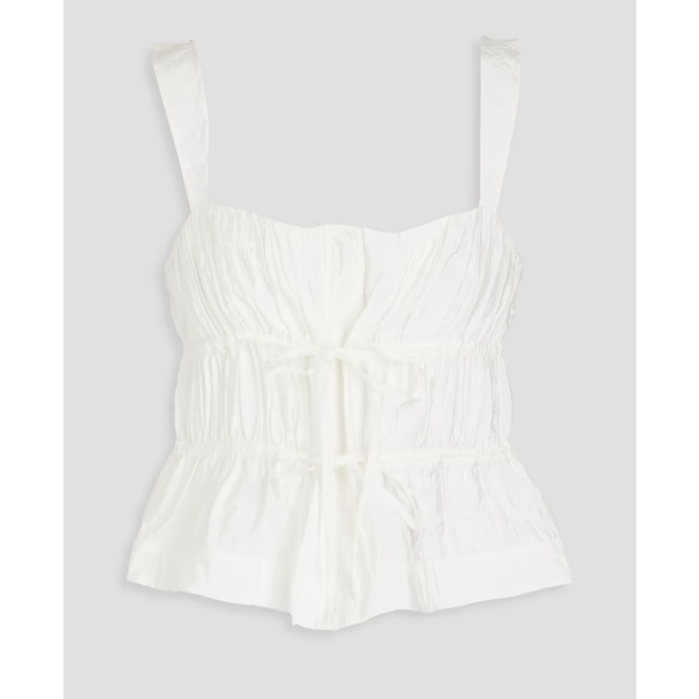 SIMKHAI NWT Abilene bow-detailed pleated sateen top